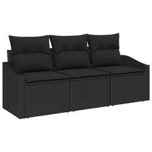 3-Delige Tuinsofa Set Met Kussens Zwart Poly Riet