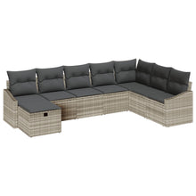 8-Delige Tuin Sofa Set Met Kussens Lichtgrijs Poly Rattan Wit