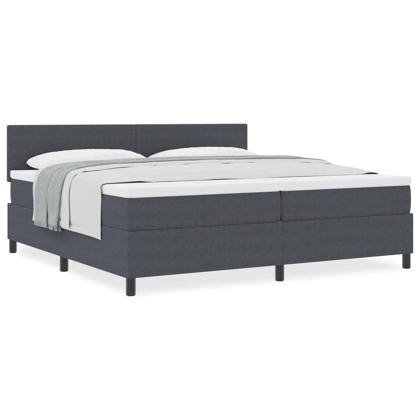 Boxspringbed Met Matras Donkergrijs 200 X 200 Cm Ribstof