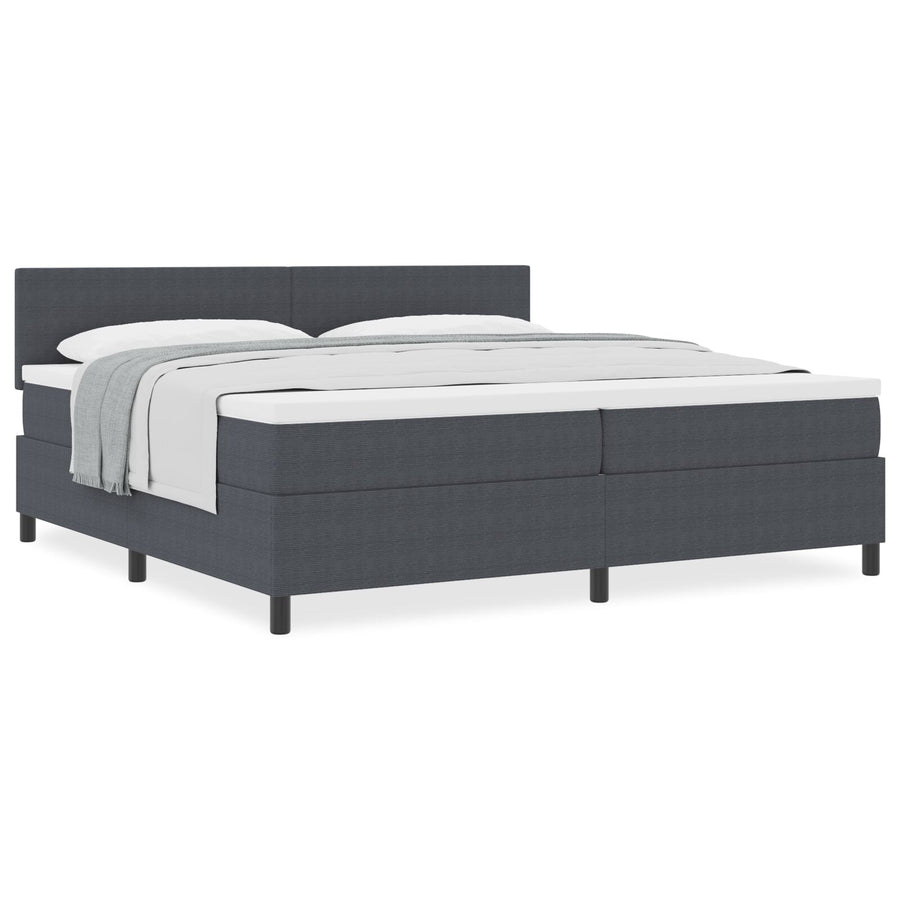 Boxspringbed Met Matras Donkergrijs 200 X 200 Cm Ribstof