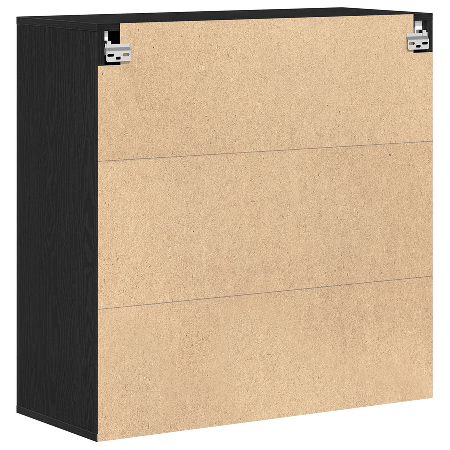 Wandkast 80X33X80 Cm Bewerkt Hout Zwart eiken