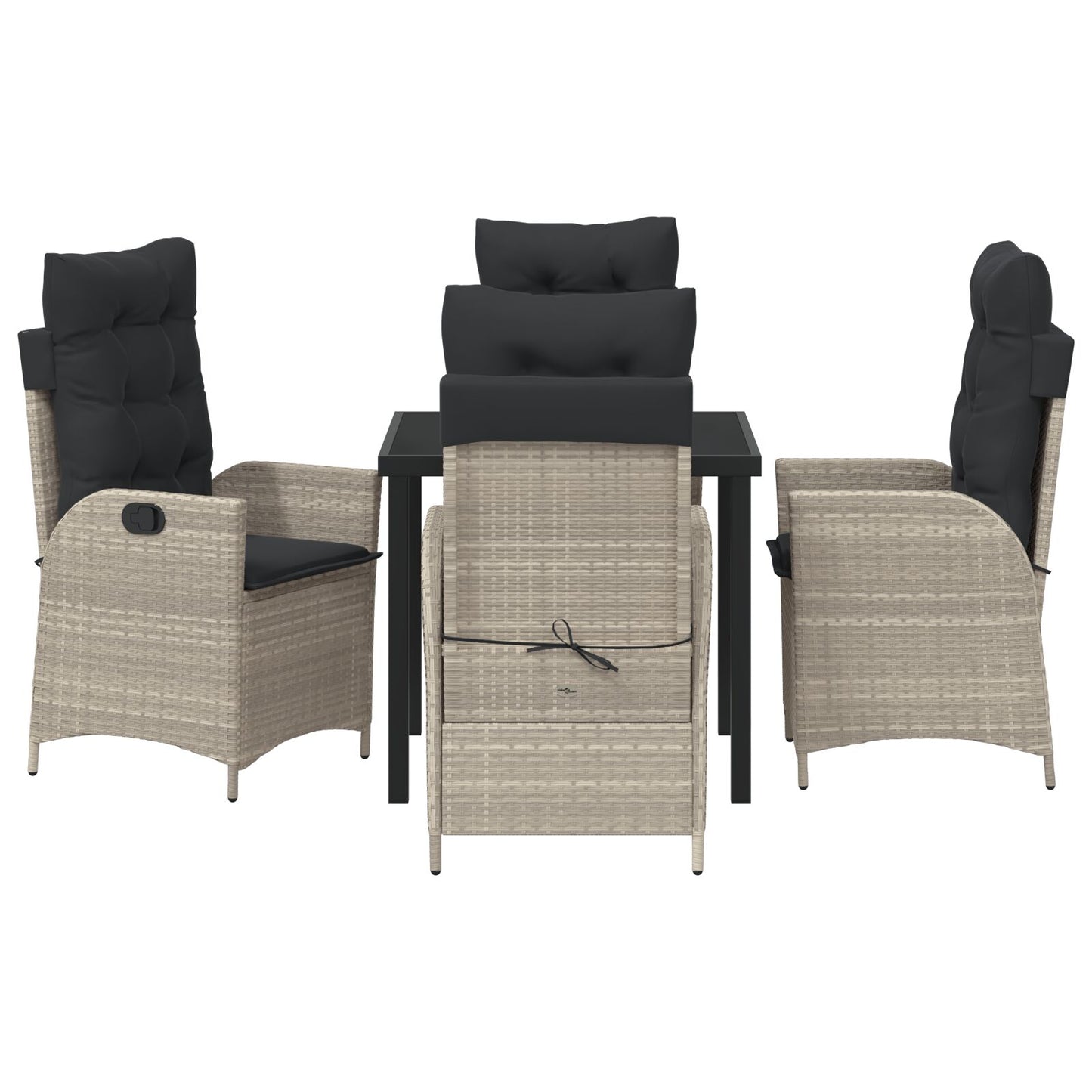 5-Delige Tuin Eettafel Set Met Kussens Lichtgrijs Poly Rattan