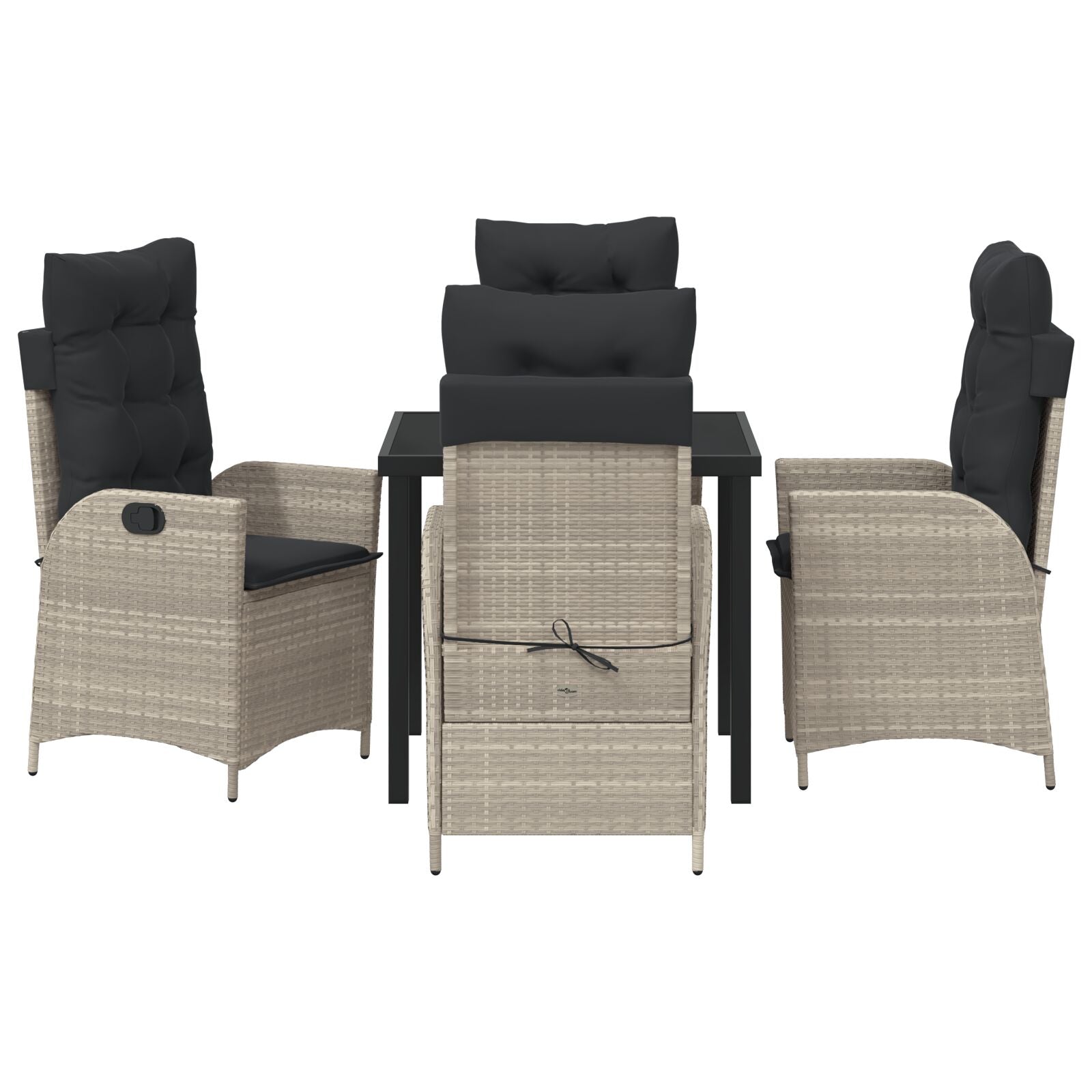 5-Delige Tuin Eettafel Set Met Kussens Lichtgrijs Poly Rattan