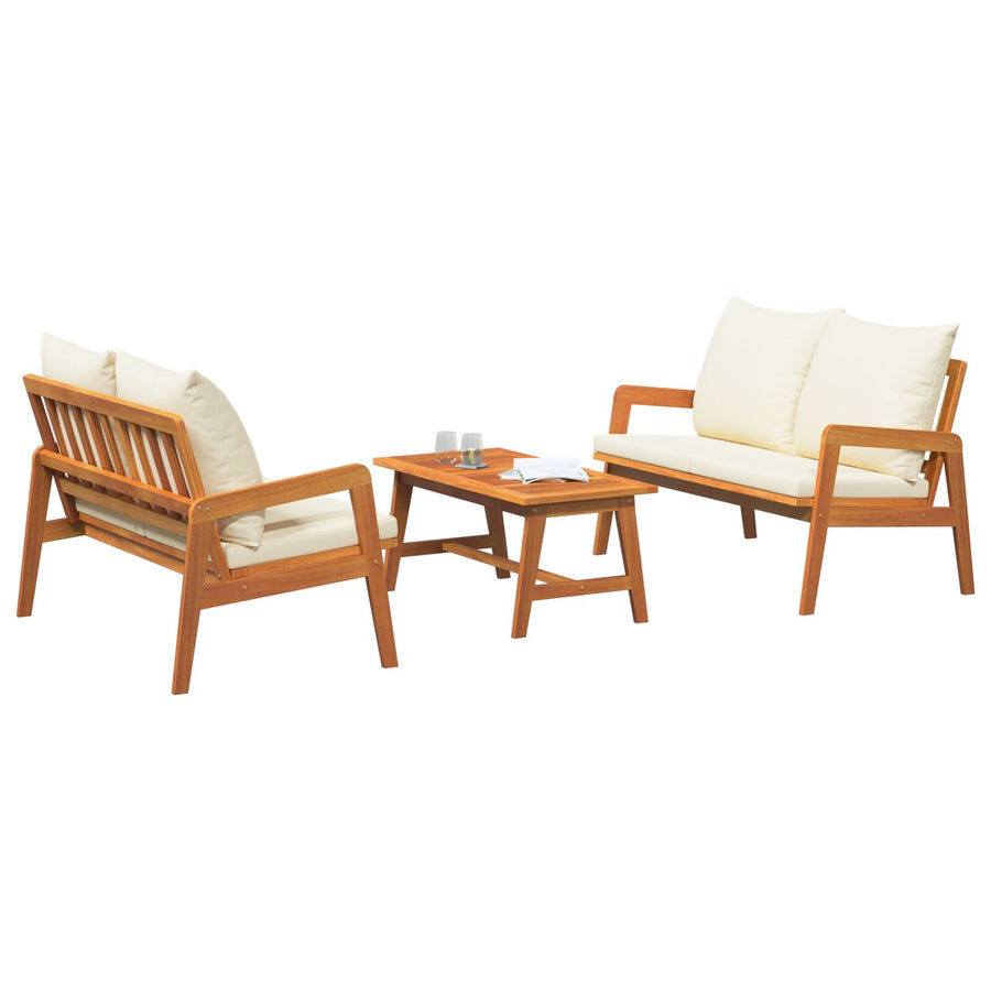 3-Delige Bistro Set Met Kussens Van Massief Acaciahout