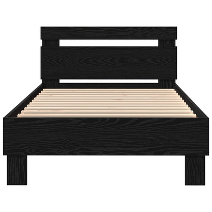Bed Frame Met Led Verlichting Engineered Hout Zwart Eiken 100 x 200 cm