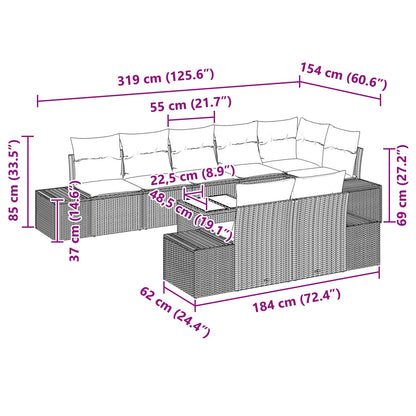 9-Delige Tuin Sofa Set Met Kussens Zwart Poly Rattan Beige en grijs met tafeltje