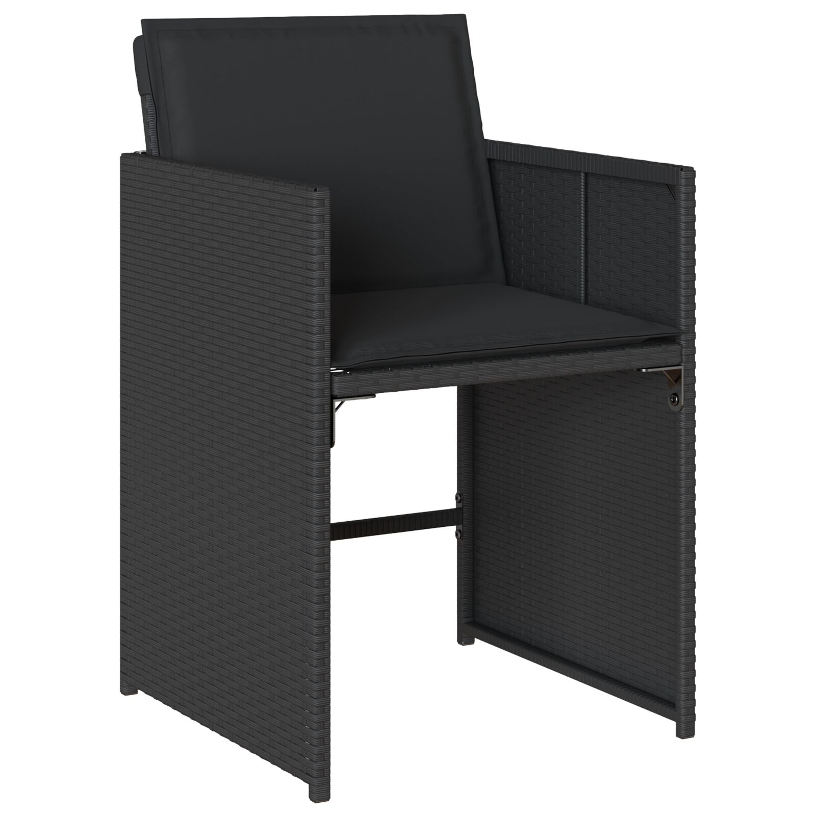 5-Delige Tuinset Met Kussens Zwart Poly Rattan