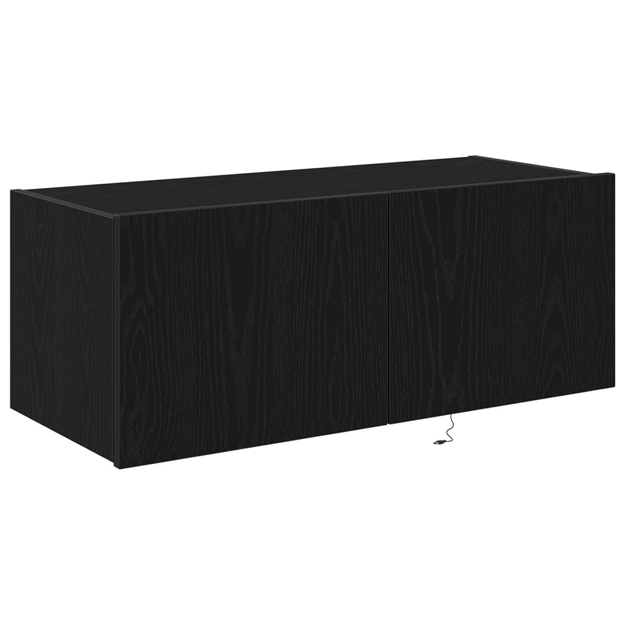 Tv Wandkast Met Led-Verlichting Zwart Eiken 80X35X31 Cm