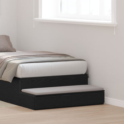 Nachtkastjes Massief Eikenhout, Mdf Zwart eiken 75 x 36.5 x 16.5 cm