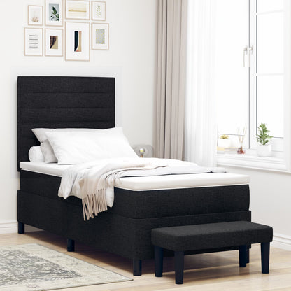 Boxspringbed Met Matras & Bank Stof Zwart 90 x 200 cm Lijnen ontwerp