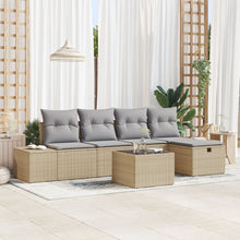 6-Delige Tuinbankset Met Kussens Beige Poly Rattan