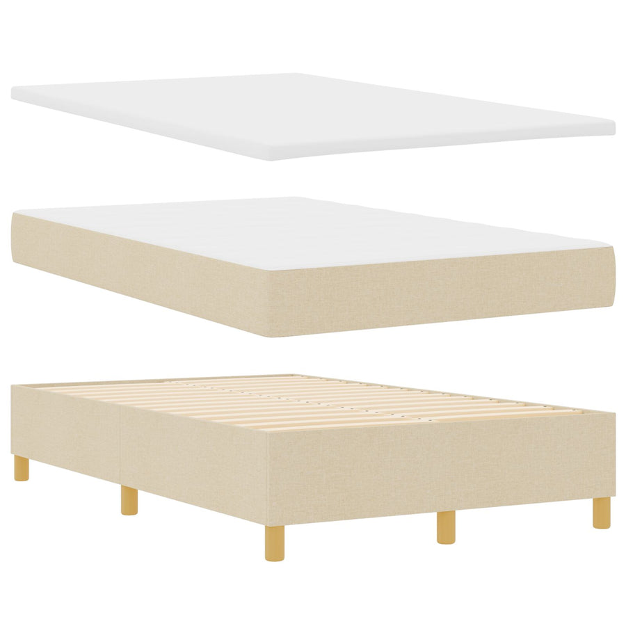 Boxspringbed Met Matras & Bank Stof Crème 120 x 200 cm Geknoopte stoffering