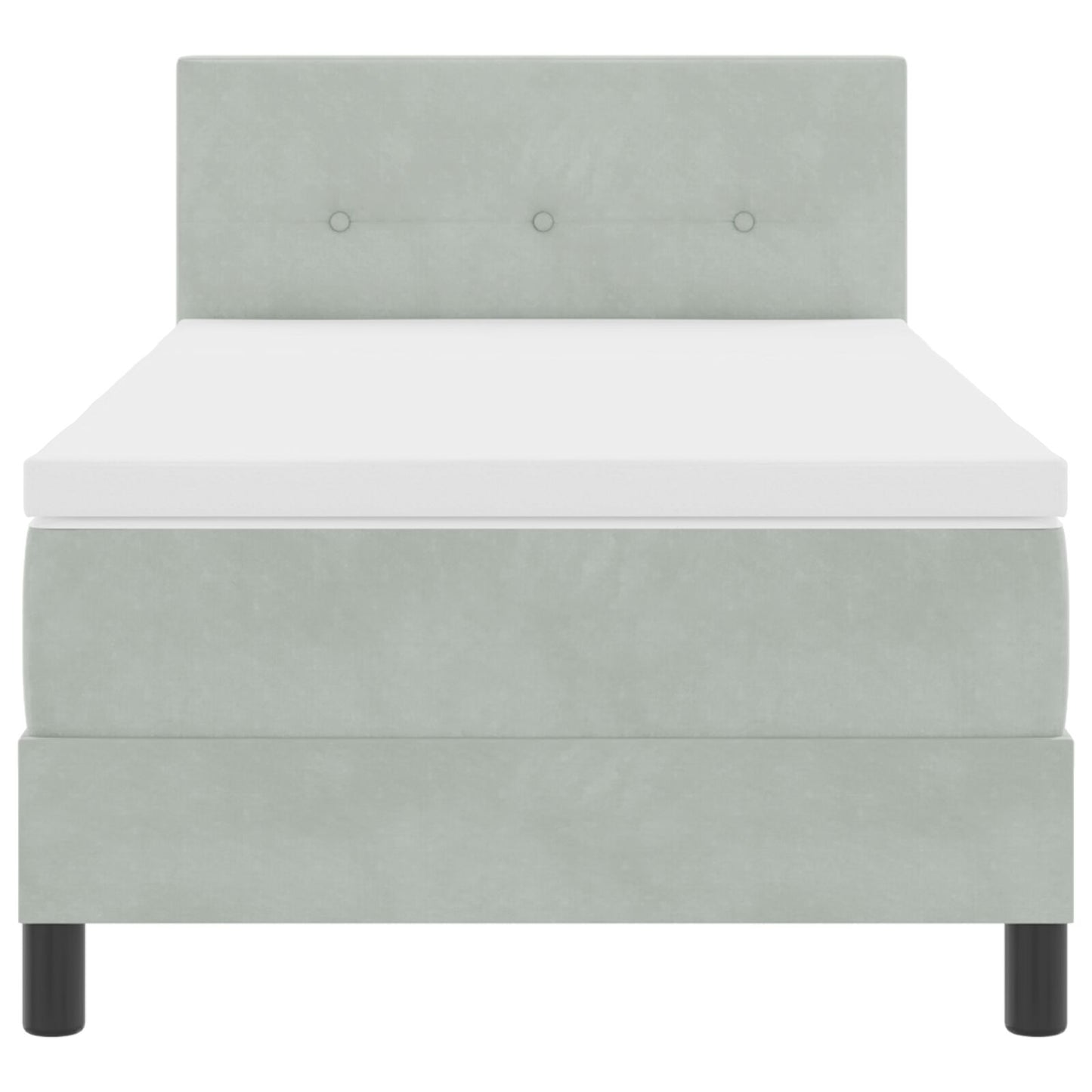 Boxspringbed Met Matras Lichtgrijs 90X200 Cm Fluweel Blauw