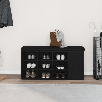 Opbergbank Zwart Eikenhout 100X30X48 Cm Geengineerd Hout