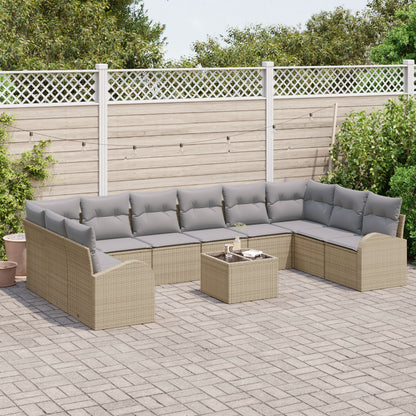 11-Delige Tuinsalonset Met Kussens Zwart Poly Rattan