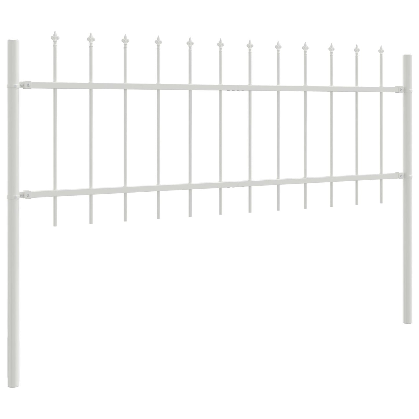 Tuinfence Met Spitse Top 13,6X0,6 M Staal Wit 0.6 m 13.6 m