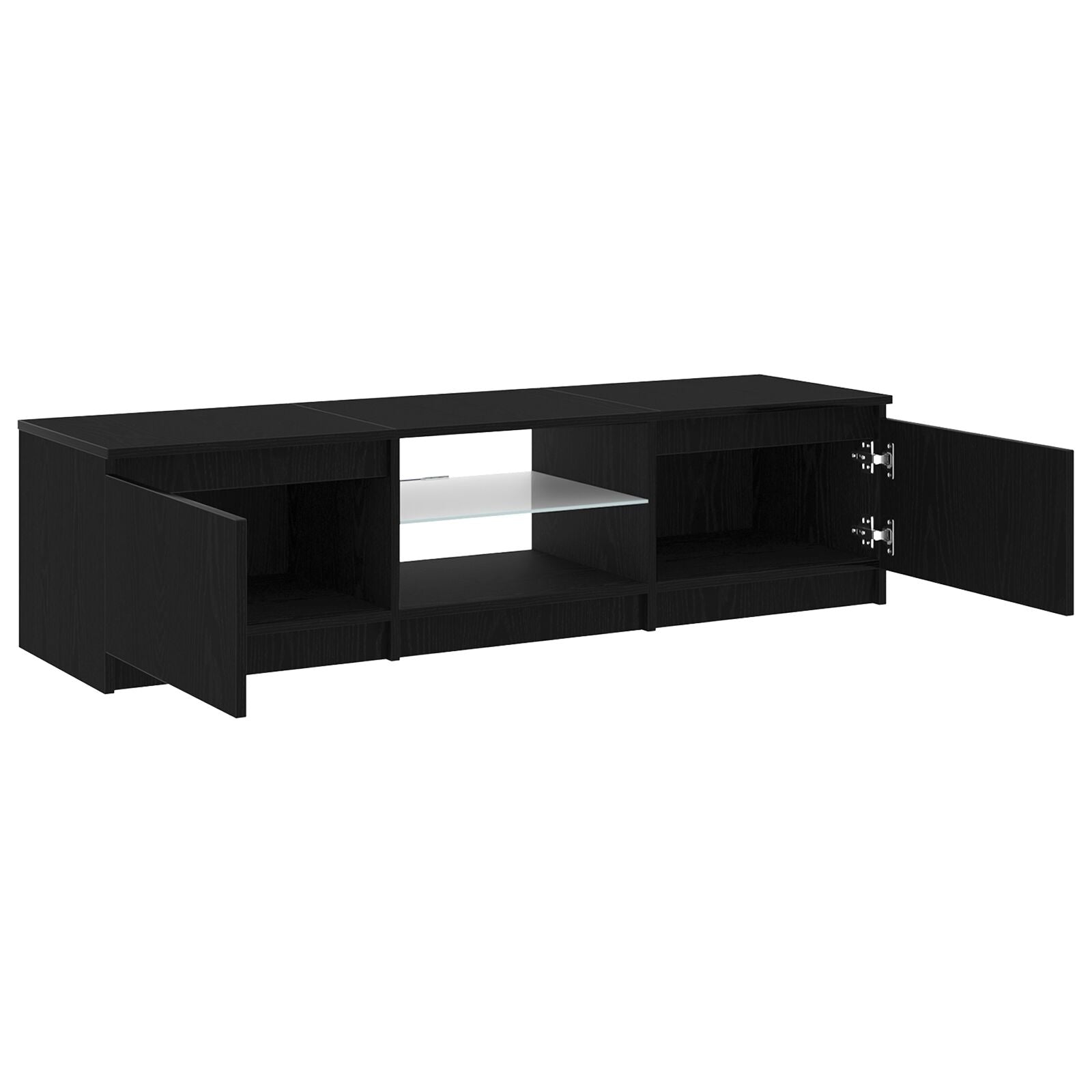 Tv-Meubel Met Led-Verlichting - Zwart Eiken - 140X40X35,5 Cm - Bewerkt Hout