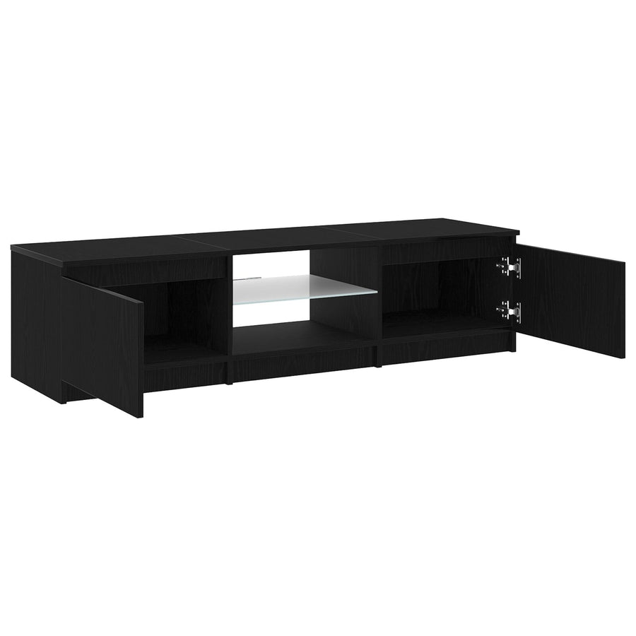 Tv-Meubel Met Led-Verlichting - Zwart Eiken - 140X40X35,5 Cm - Bewerkt Hout