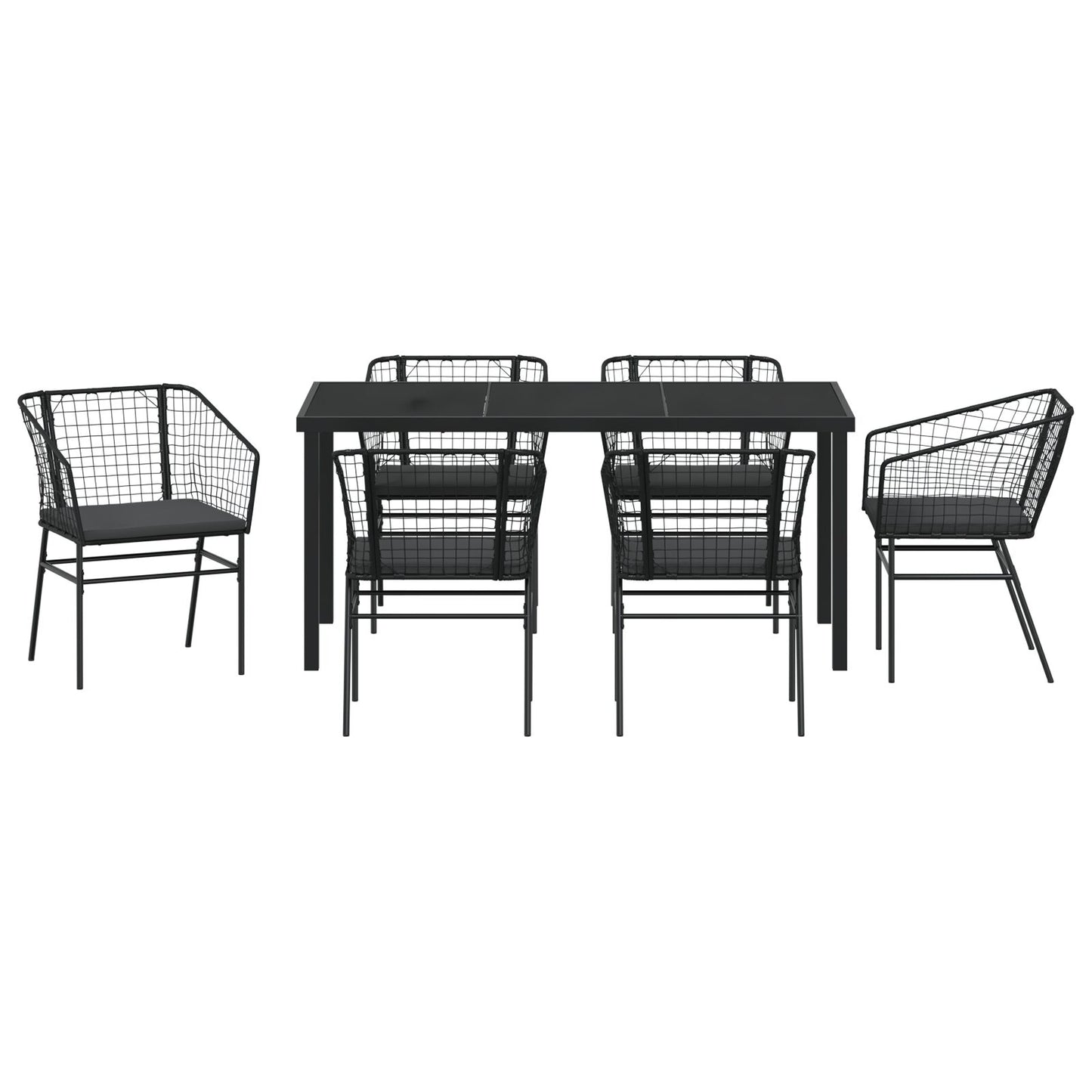 Set Van 4 Zwart Poly Rattan Twee Persoons