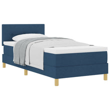 Boxspringbed Met Matras Stof Blauw 90 x 200 cm Knop geplooid