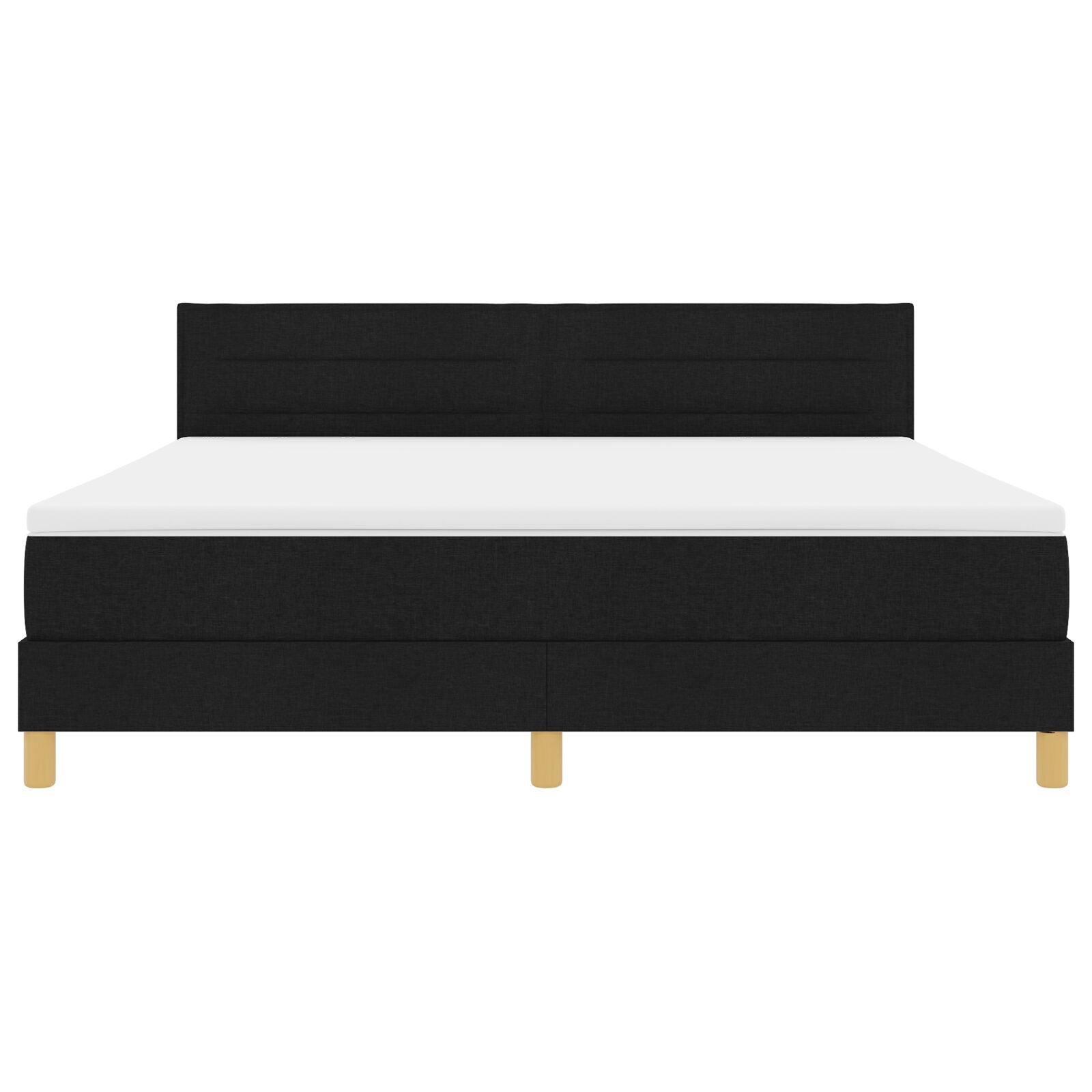 Boxspring Bed Met Matras Stof Zwart 180 x 200 cm Lijnen ontwerp