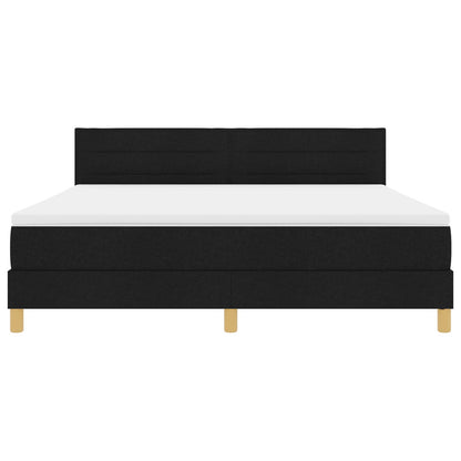 Boxspring Bed Met Matras Stof Zwart 180 x 200 cm Lijnen ontwerp