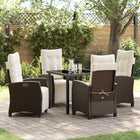 Garden dining set with cushion 5 pcs Brown poly rattan