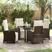 Garden dining set with cushion 5 pcs Brown poly rattan