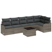 6 Delige Tuin Sofa Set met Kussens Zwart Poly Rattan, vidaXL 2-Persoons Tuin Sofa met Kussens Grijs Poly Rattan