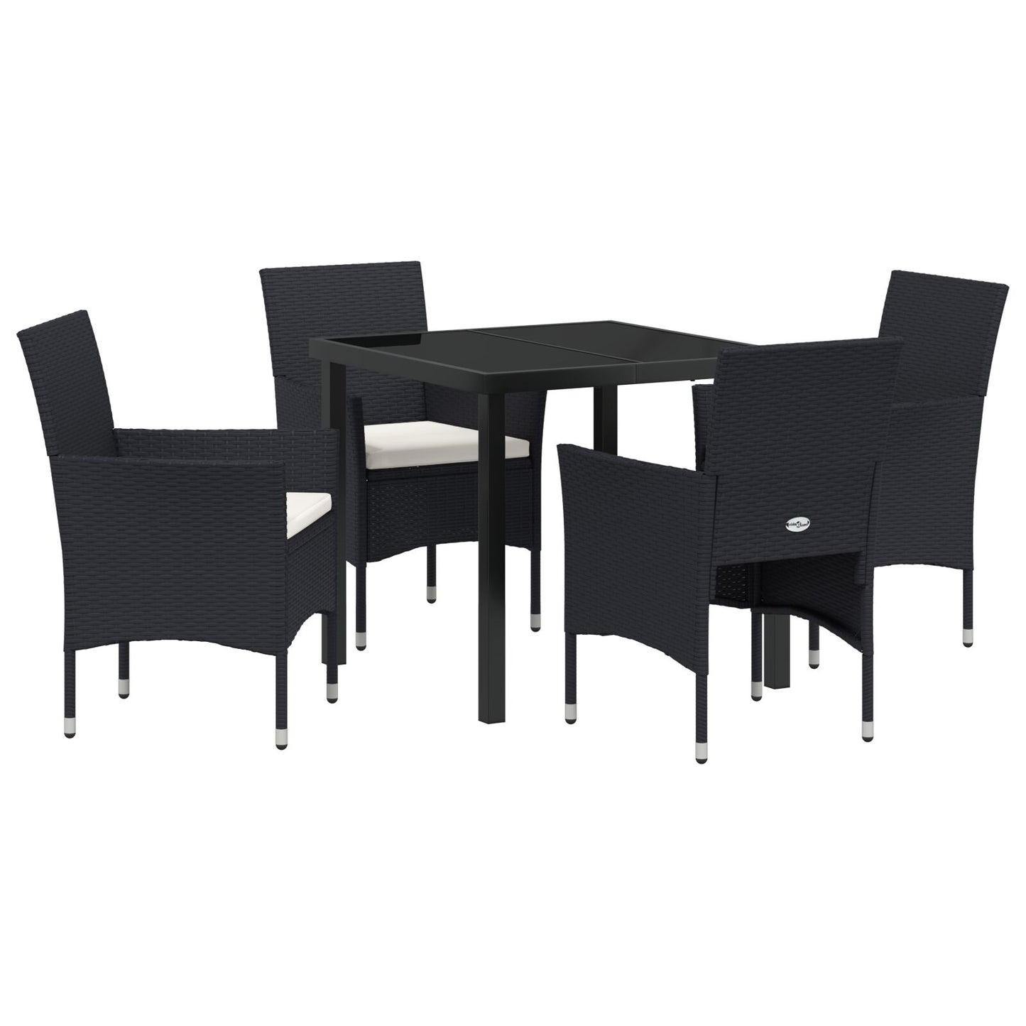 5-Delige Tuin Eetset Zwart Poly Rattan
