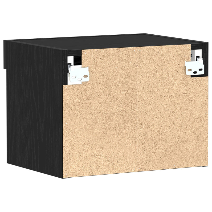 Wandkast Met Led-Verlichting Zwart Eik 40X30X30 Cm