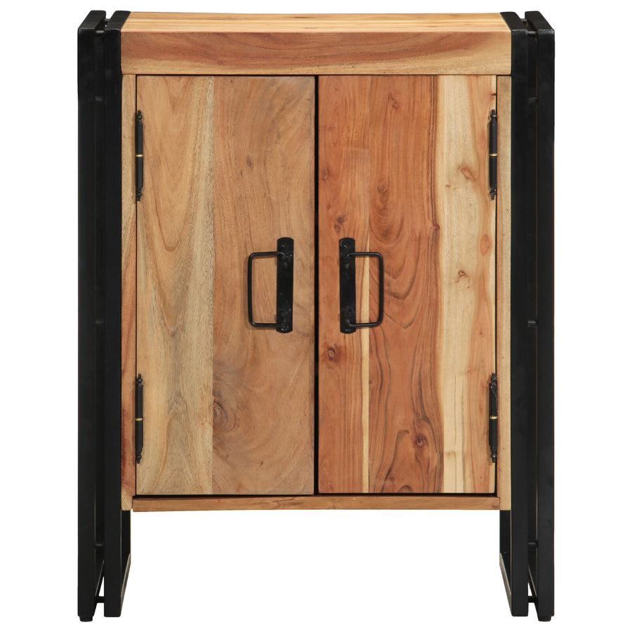 Schoenenkast Zwart 30X30X40 Cm En Staal Massief acaciahout
