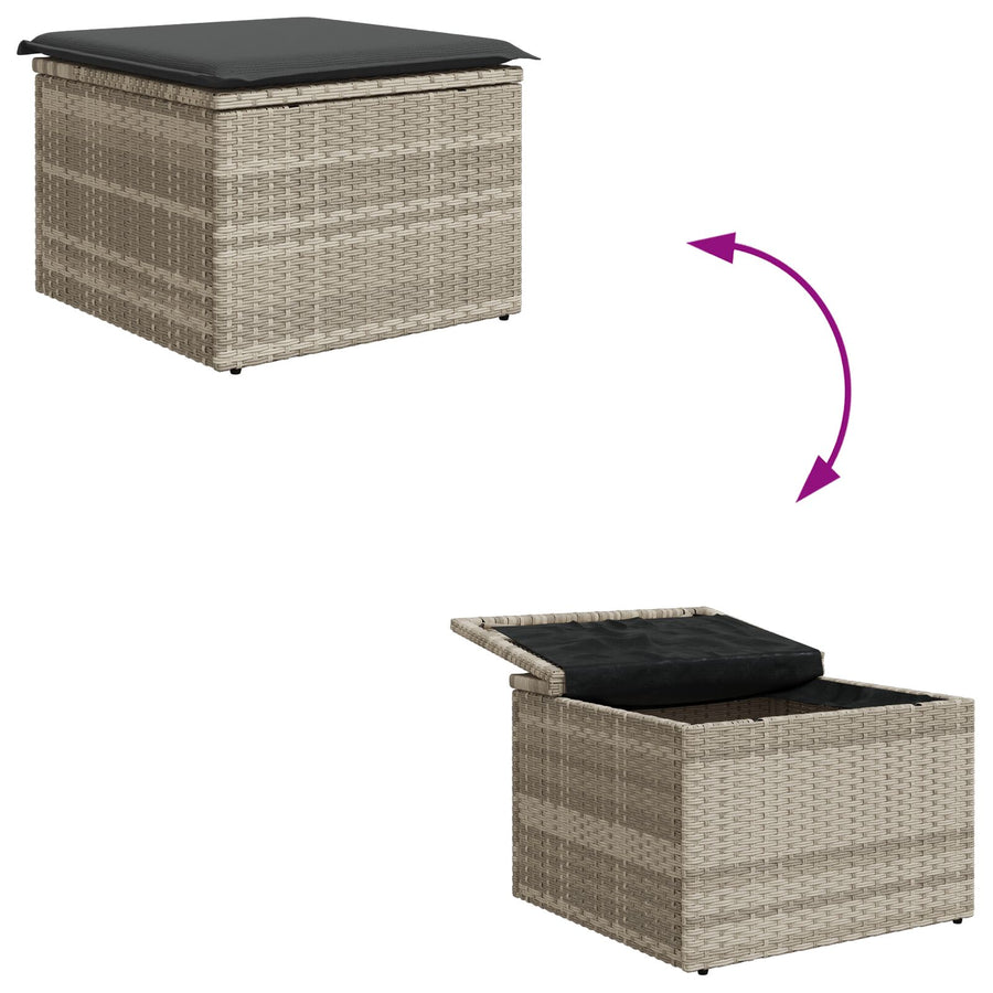4 Delige Tuin Sofa Set Met Kussens Lichtgrijs Poly Rattan