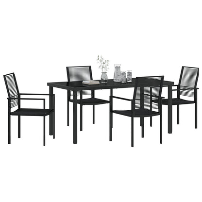 5 Delige Tuin Eetset Zwart Pvc Riet