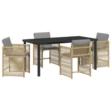 5-Delige Tuin Eetset Met Kussens Beige Poly Rattan