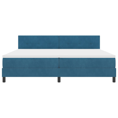 Boxspring Bed Met Matras Donkerblauw 200X200 Cm Fluweel Blauw