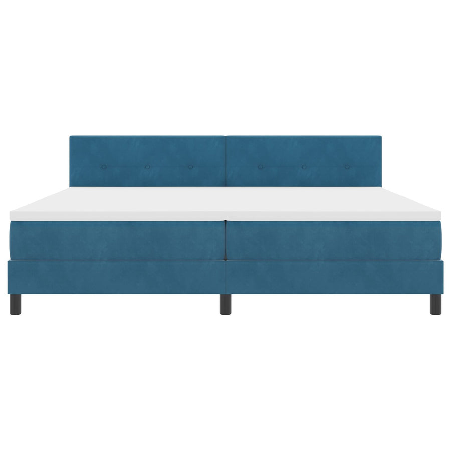Boxspring Bed Met Matras Donkerblauw 200X200 Cm Fluweel Blauw