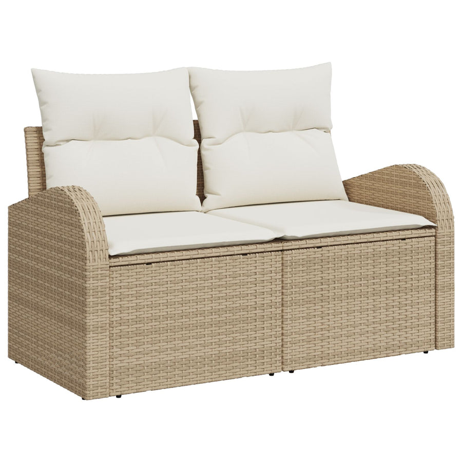 6-Delige Tuin Sofa Set Met Kussens Beige Poly Rattan