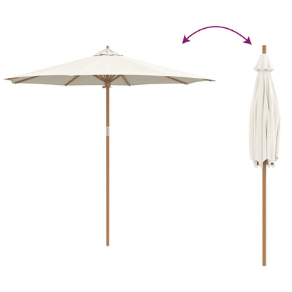 Tuinparasol 270X260 Cm Bamboe 270 x 270 x 260 cm Crème wit