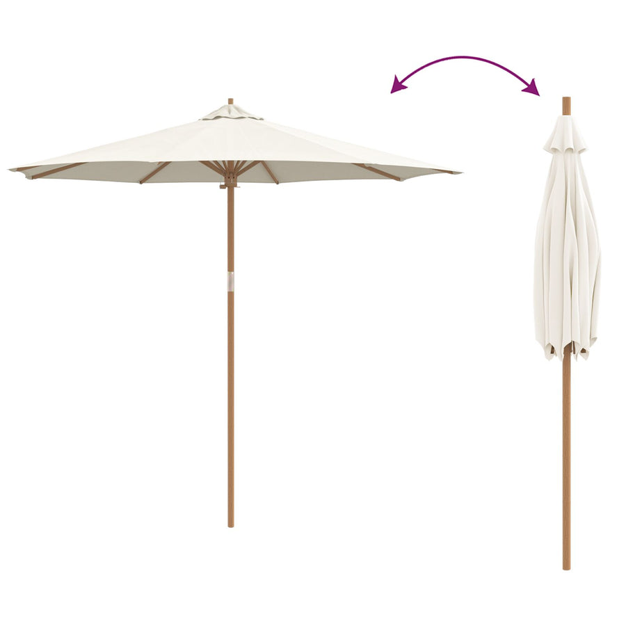 Tuinparasol 270X260 Cm Bamboe 270 x 270 x 260 cm Crème wit