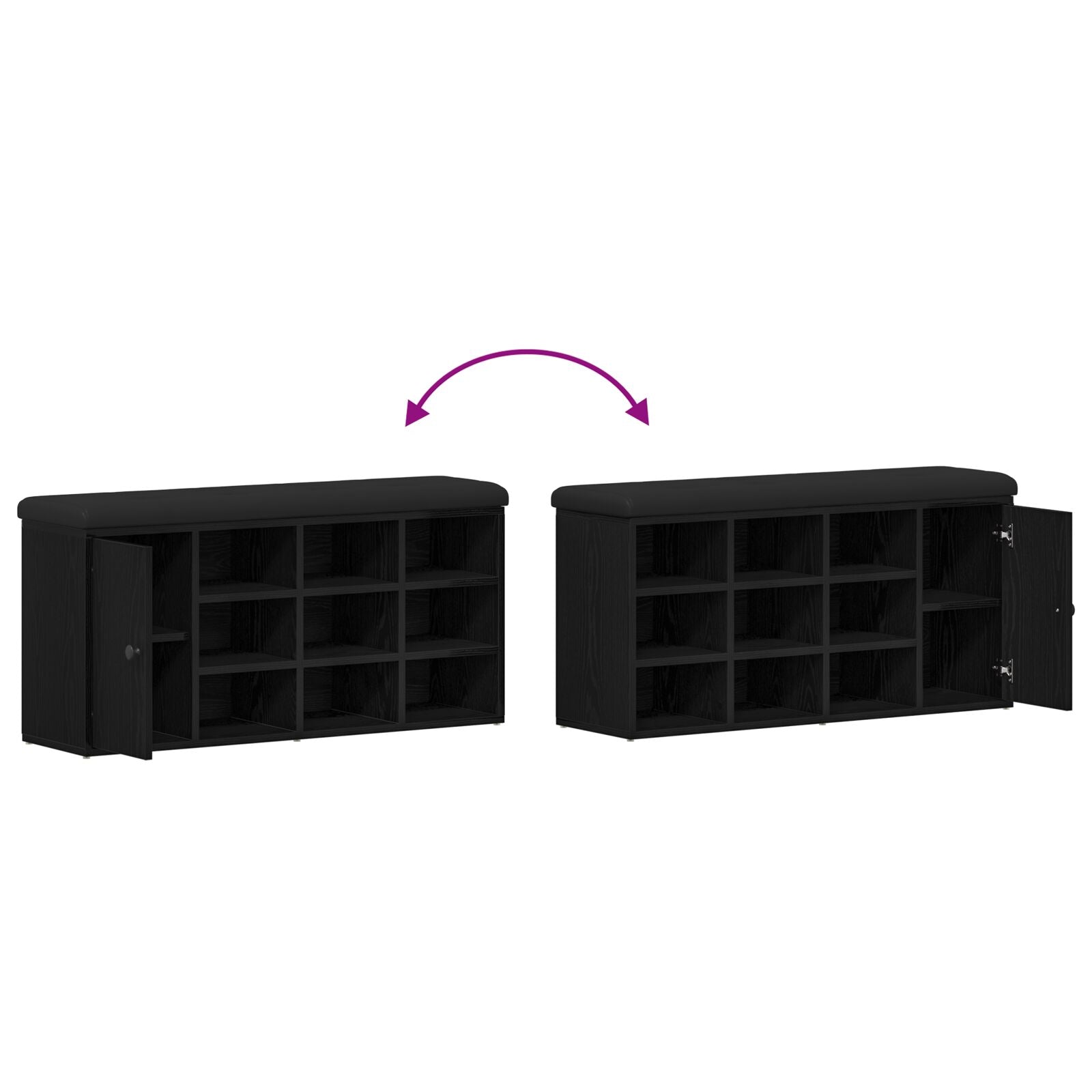 Opbergbank Zwart Eikenhout 100X30X48 Cm Geengineerd Hout