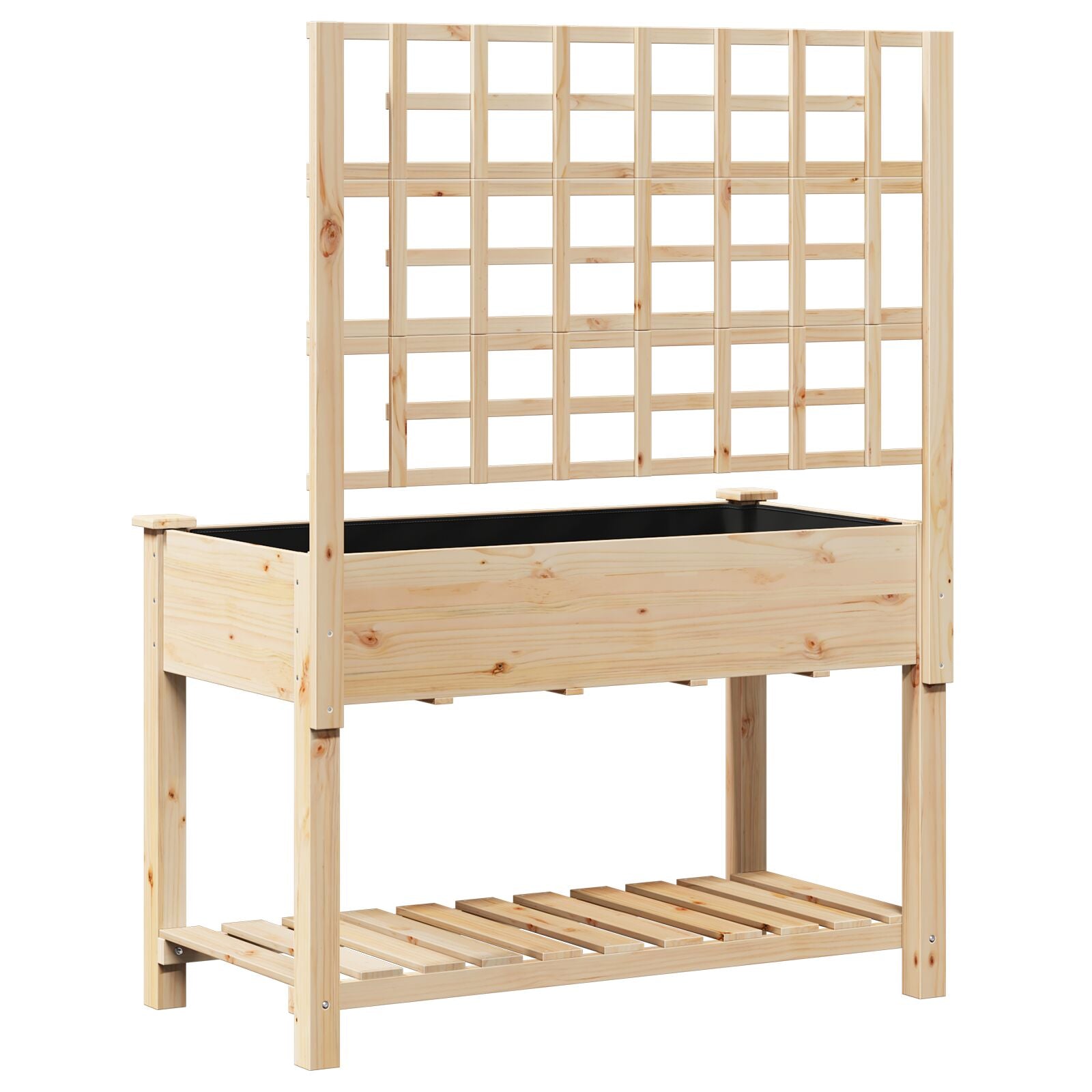 Tuinbak Met Trellis En Plank 115X59X152 Cm Massief Hout Vuren 115 x 60,5 x 153 cm