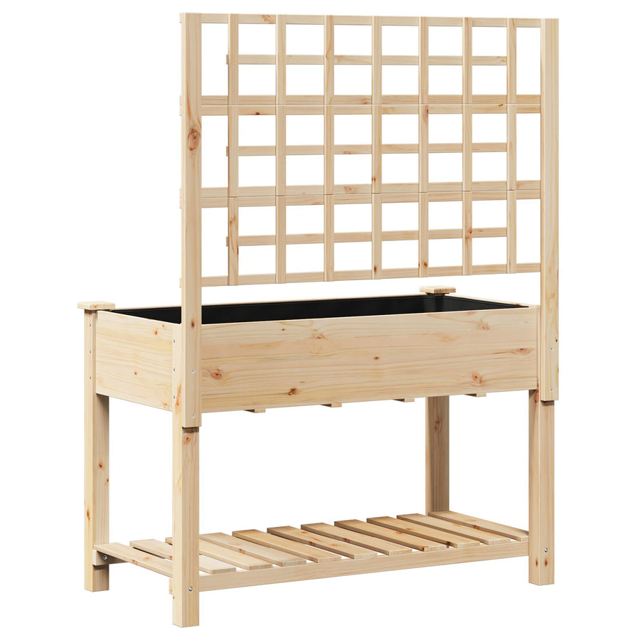 Tuinbak Met Trellis En Plank 115X59X152 Cm Massief Hout Vuren 115 x 60,5 x 153 cm