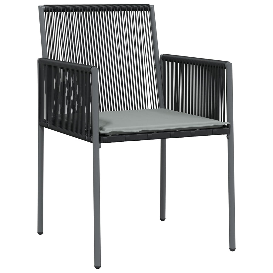 5-Delige Tuin Eetset Met Kussens Zwart Poly Rattan