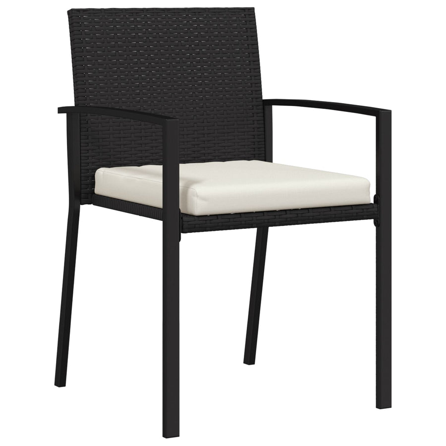 5-Delige Tuin Eetset Zwart Poly Rattan
