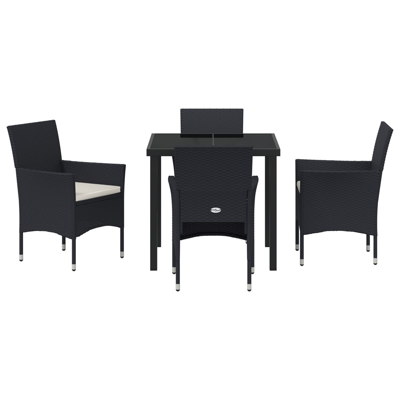 5-Delige Tuin Eetset Zwart Poly Rattan