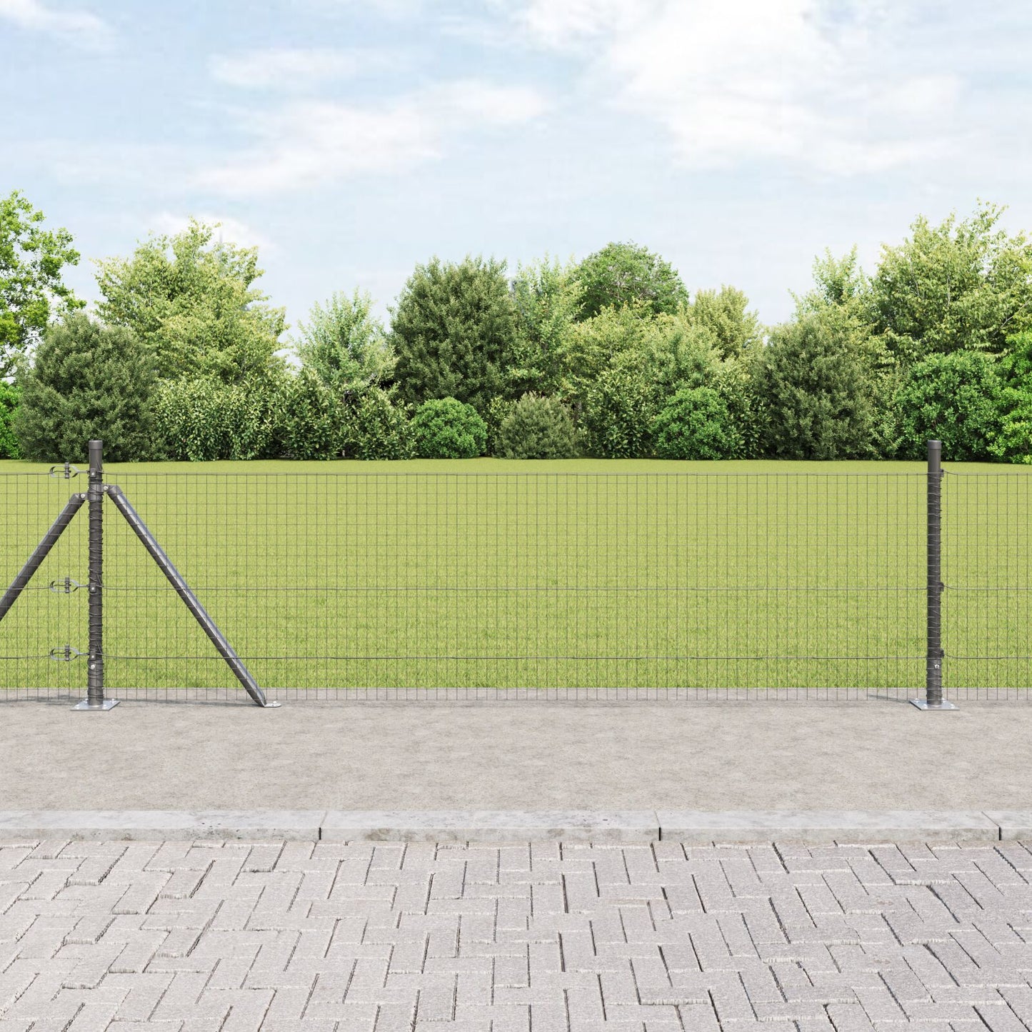 Gelast Draadhek Met 7 Flanged Posts Grijs 0.6X100 M Staal Gegalvaniseerd Staal