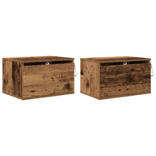 Nachtkastjes Met Led-Verlichting 2 Stuks Wandmontage Oud hout