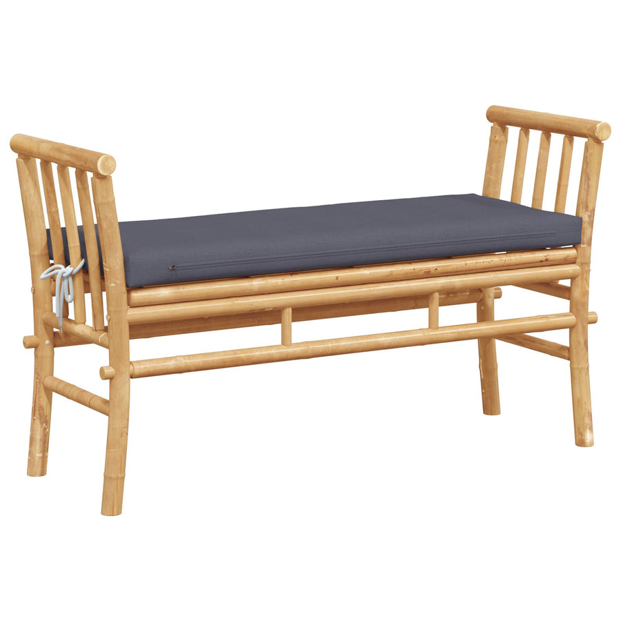 Tuinbank Met Kussen 110 Cm Van Bamboe Donkergrijs