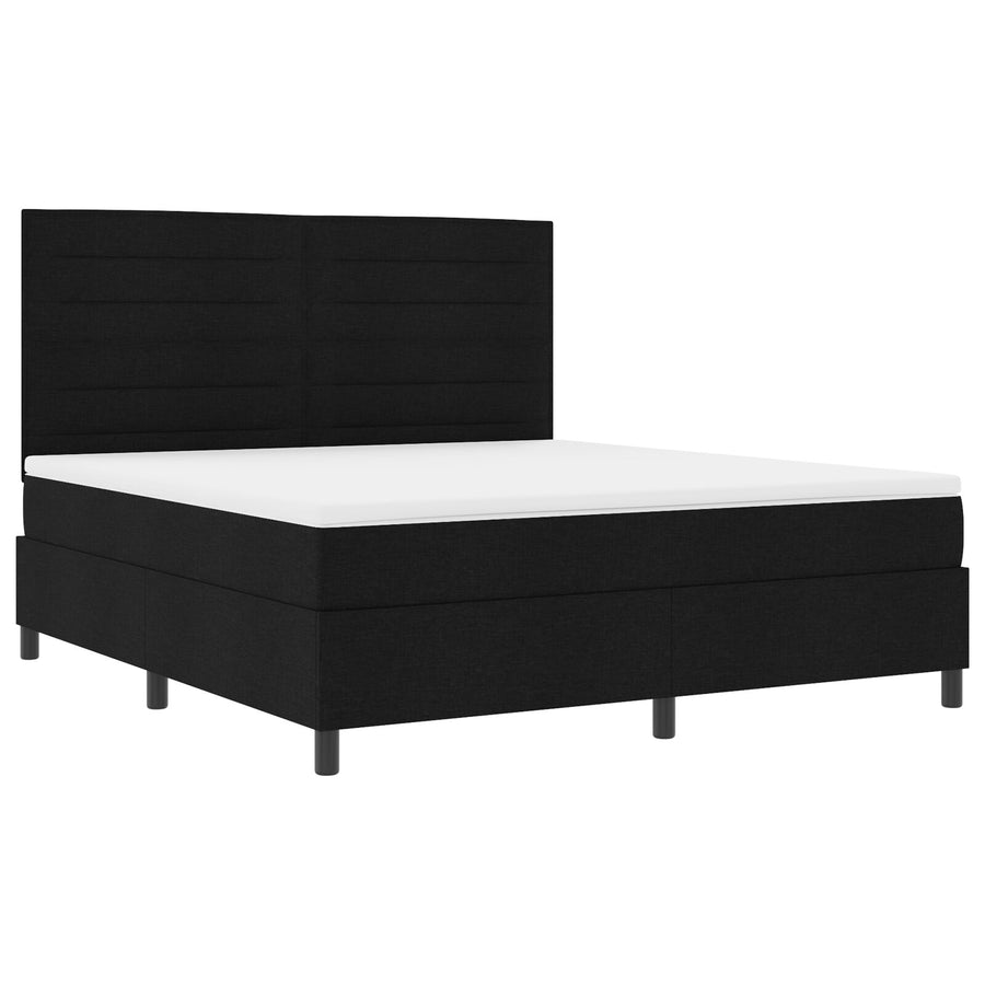 Box Spring Bed Met Matras Super King Stof Zwart 180 x 200 cm Lijnontwerp